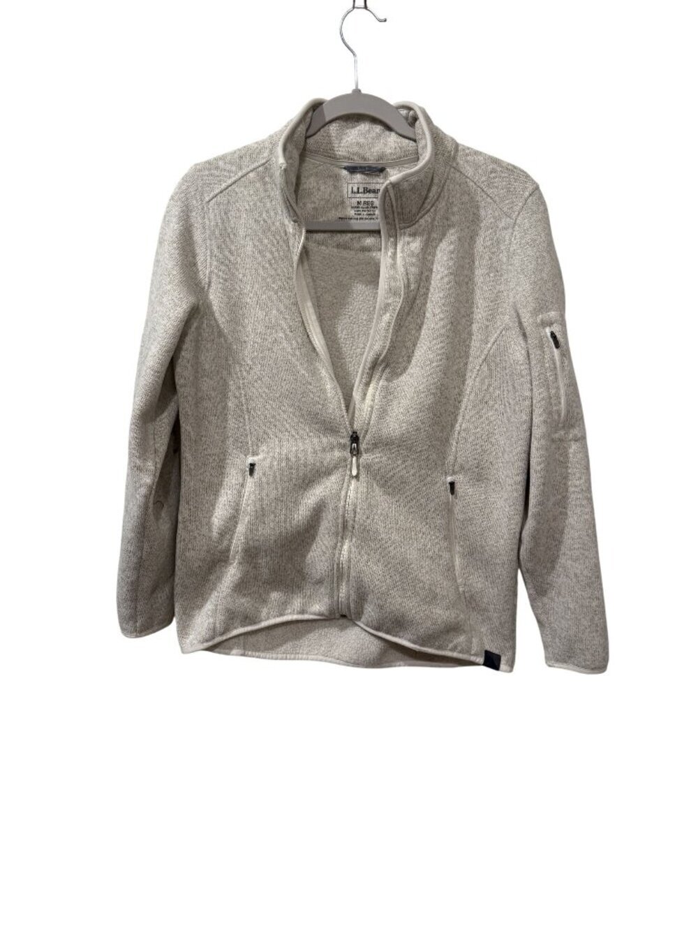 L.L. Bean Womens Full-Zip Fleece Jacket M Reg Light Gray With Pockets